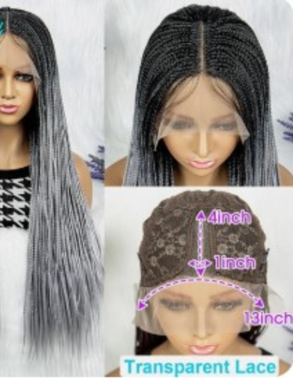 Braided Synthetic Cornrow Braids Wig 13x4x1 T Part Lace front (Discontinued)